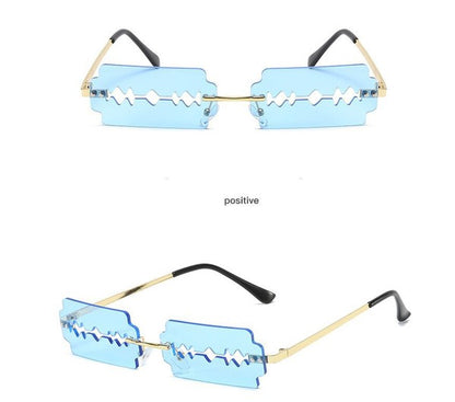 Rimless Rectangle Razor Blade Party Sunglasses