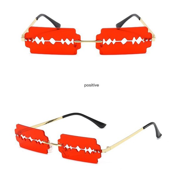 Rimless Rectangle Razor Blade Party Sunglasses