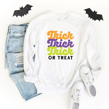 Trick Or Treat Colorful Stacked Graphic Sweatshirt