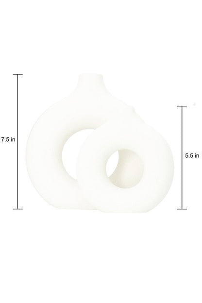 Modern Ceramic Vase Round Shape - 2 pcs/set